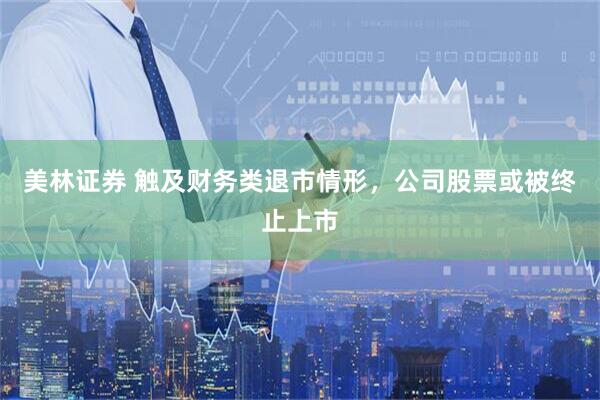 美林证券 触及财务类退市情形，公司股票或被终止上市