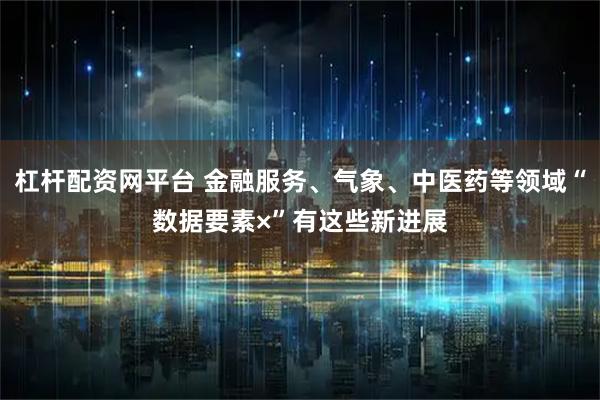 杠杆配资网平台 金融服务、气象、中医药等领域“数据要素×”有这些新进展