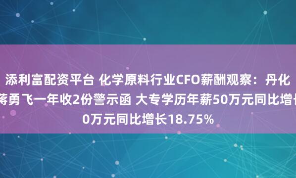 添利富配资平台 化学原料行业CFO薪酬观察：丹化科技CFO蒋勇飞一年收2份警示函 大专学历年薪50万元同比增长18.75%