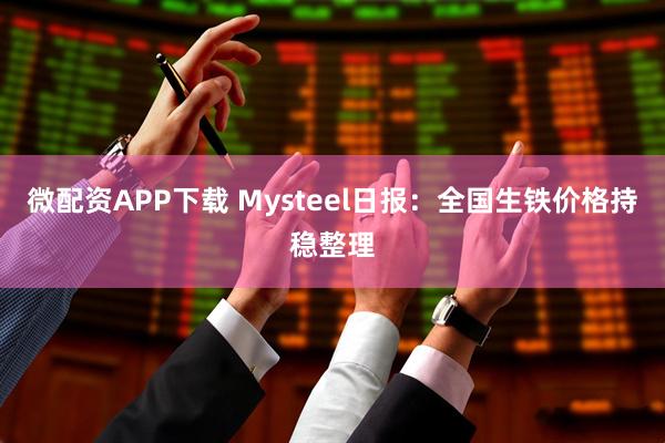 微配资APP下载 Mysteel日报：全国生铁价格持稳整理